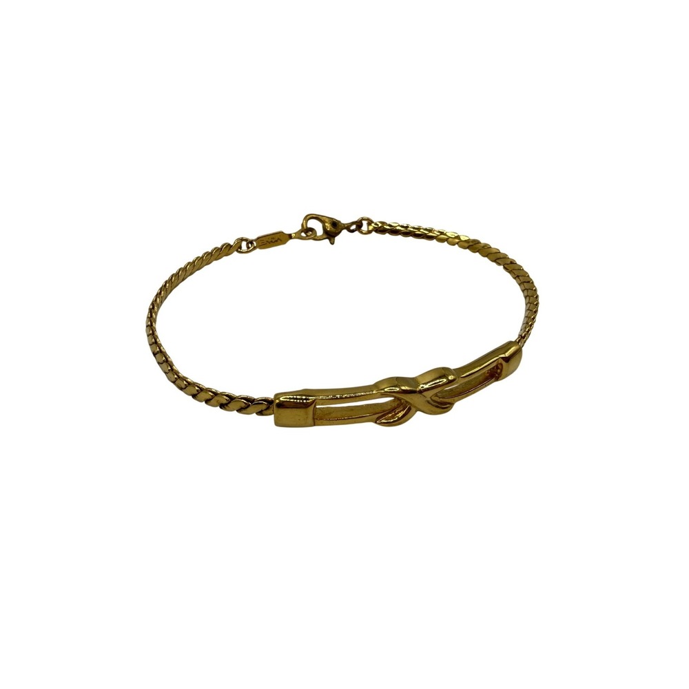 Monet Gold Tone Metal Love Knot Bracelet Minimalist Classic Retro 80s Serpentine